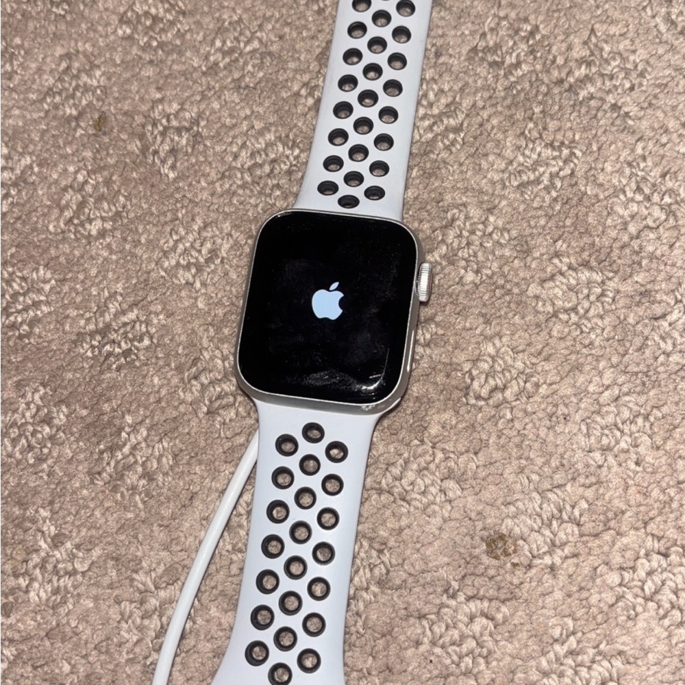 Apple Watch with White and Black Band